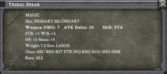 TRIBAL SPEAR item card